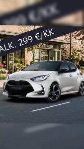 Meiltä nyt uusi YARIS HYBRID vuodeksi, kahdeksi tai kolmeksi alkaen 299 €/kk!