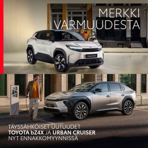 Täyssähköiset uutuudet Toyota bZ4X ja Urban Cruiser nyt ennakkomyynnissä