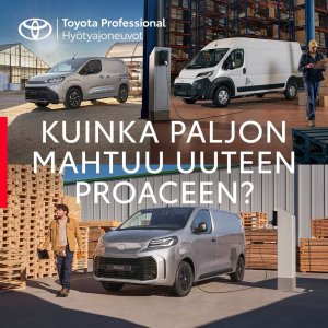 Täyssähköiseen ja monipuoliseen Toyota Proace -mallistoon mahtuu paljon hyötyjä yrittäjälle: valinnanvaraa kaiken kokois...